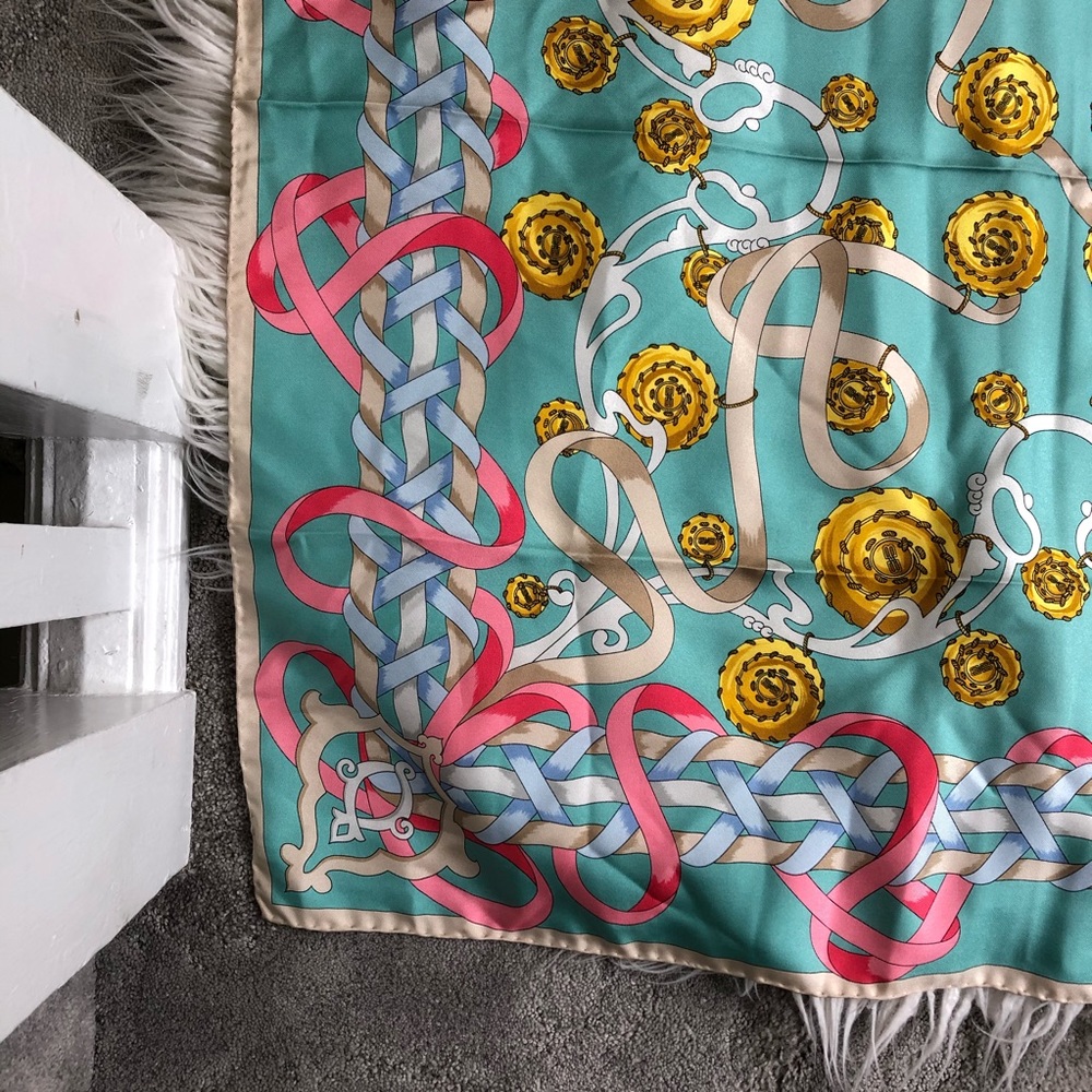 SOLD Balenciaga Vintage 100% Silk Ribbon Print Sca - Picture 4 of 8